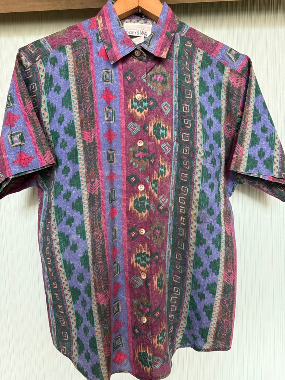 RAD Vintage 80s 90s Casey & Max Purple Southwestern Geometric Button-Down Shirt